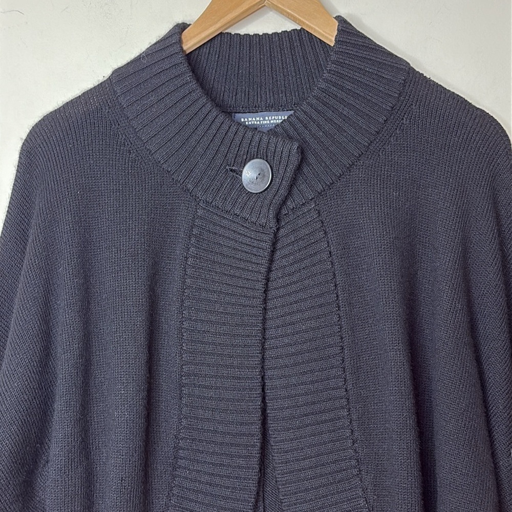Banana Republic | Black Fine Merino Wool 1 Button Dolman Sleeve Knit Cardigan S - Picture 3 of 17